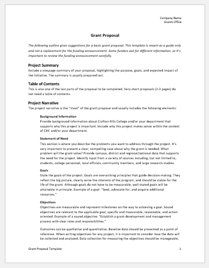 Grant Proposal Template Word from proposal-templates.com