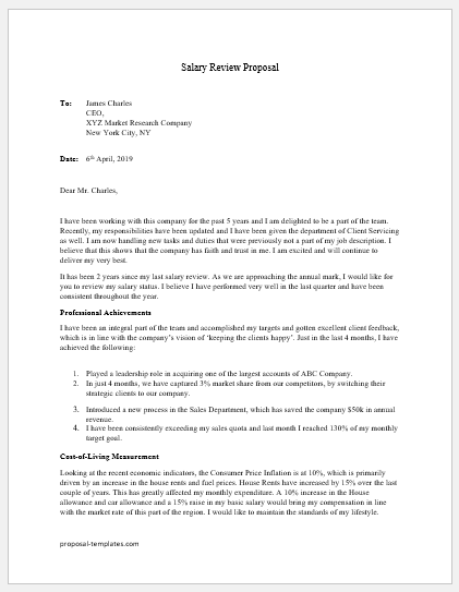 Salary Review Proposal Template For Ms Word Proposal Templates