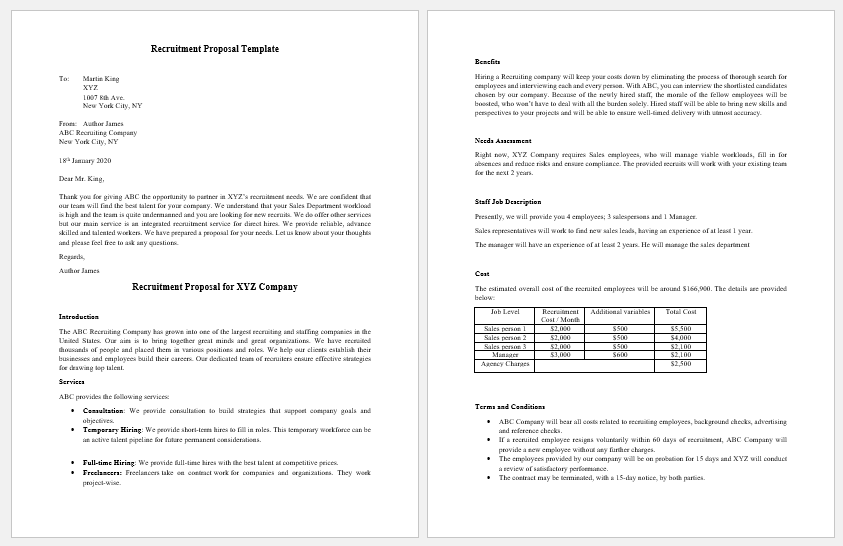 Recruitment Proposal Template for MS Word Proposal Templates