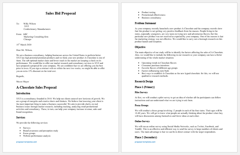 Sales Bid Proposal Template for Word