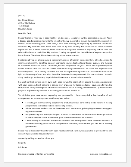 Business Proposal Letter for Partnership