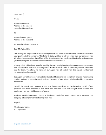 Product Business Proposal Letter