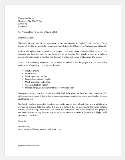 English club proposal letter