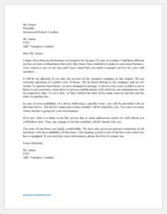 Staff Bus Proposal Letter Template