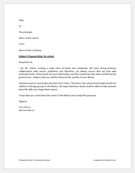 Proposal letter to school principal